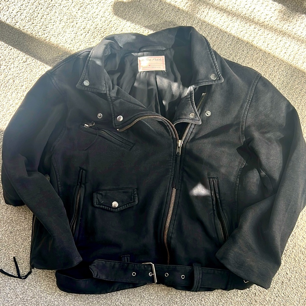 Free People We the Free Rebel Rebel Knit Moto Jacket Size Medium
